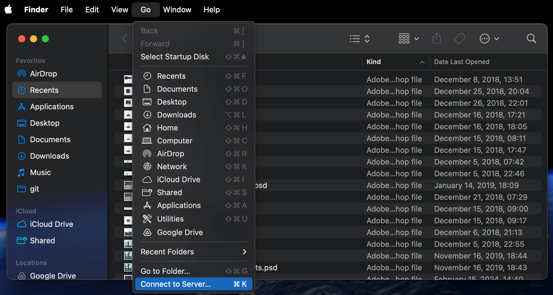 Connect to FTP server via finder